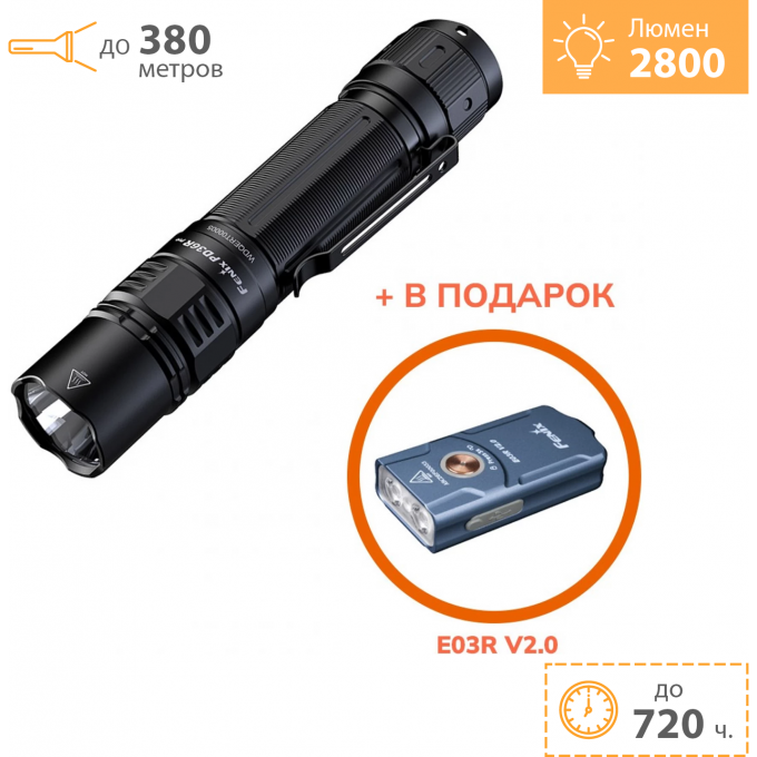 Тактический фонарь FENIX PD36R PRO + E03R V2.0 синий PD36RPROE03RV20BL